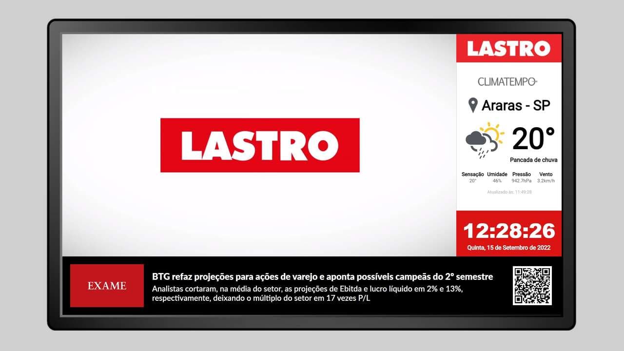 Projeto de Template Dinâmico de Digital Signage para a empresa Lastro
