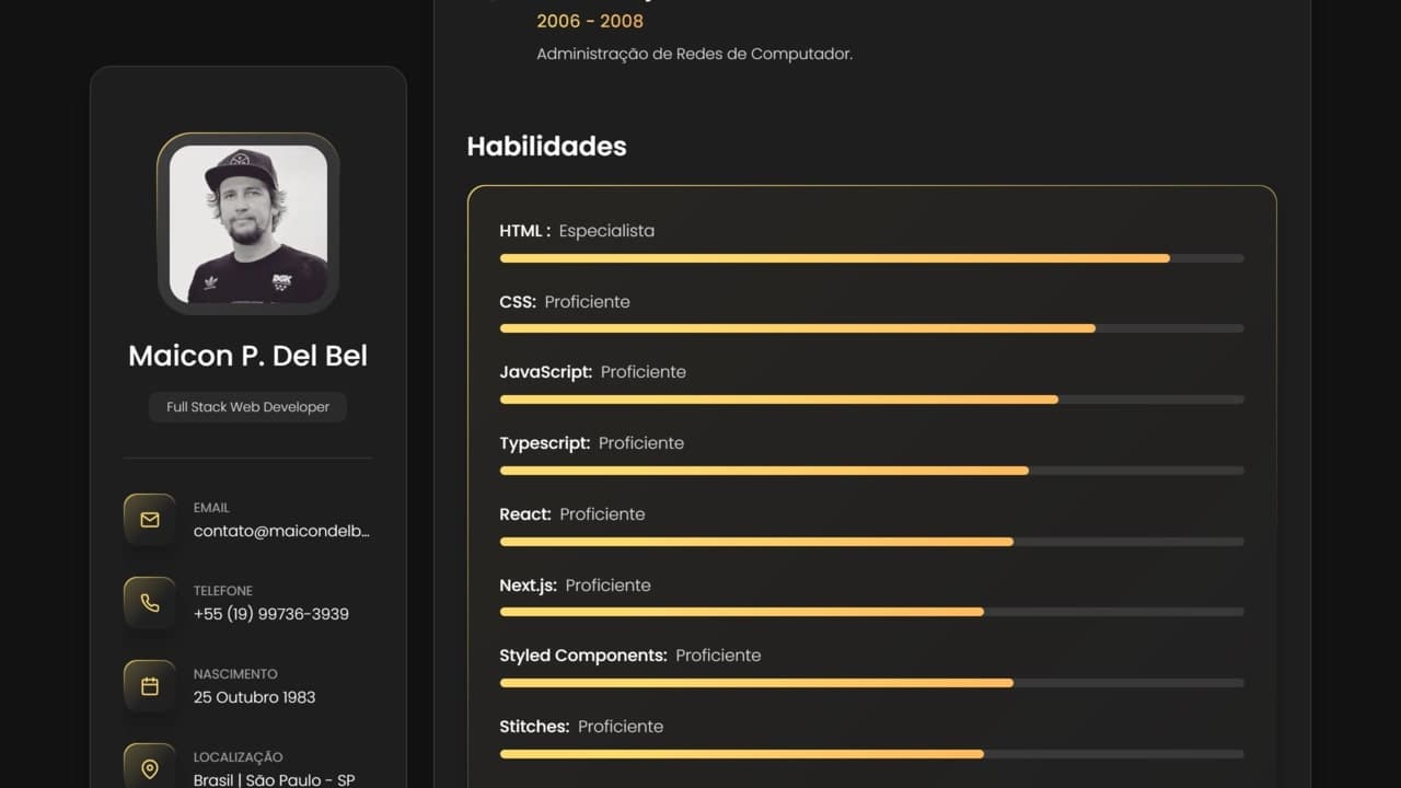 Projeto pessoal de Portfólio onde demonstro minhas habilidades e meus principais projetos como Desenvolvedor Web Full Stack.