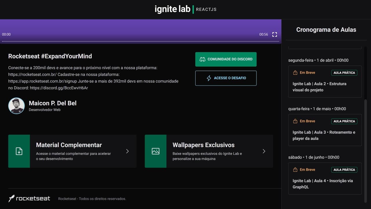 Projeto desenvolvido durante o Ignite Lab #02 da Rocketseat®. 